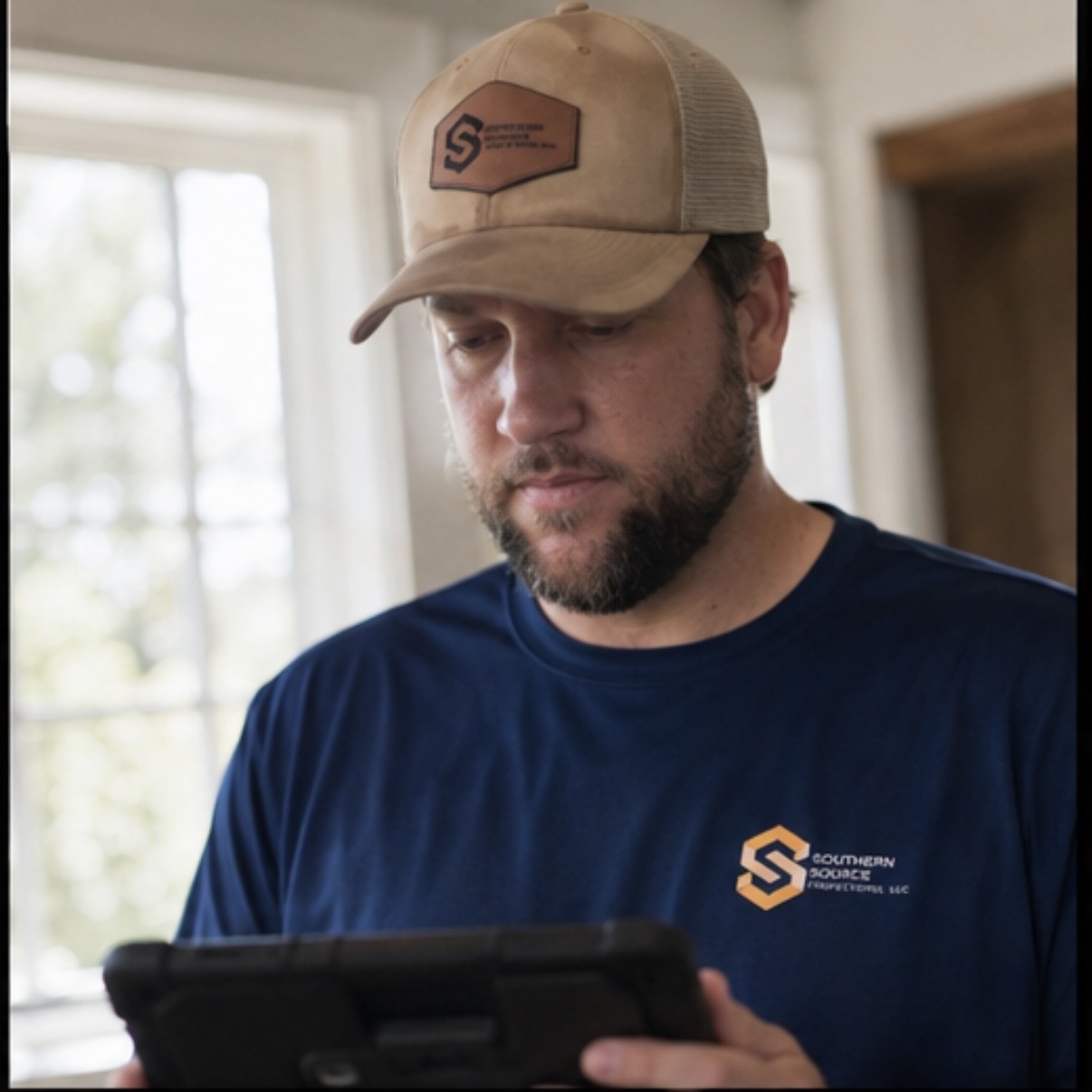 Boyce Yarbro of Southern Source Inspections inside a home under construction